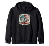 Semi-Trailer Trucker Big Rig American Flag Truck Driver Zip Hoodie