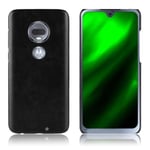 Motorola Moto G7 litsi pintainen nahkainen suojakotelo - Musta