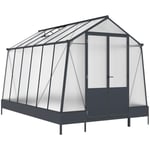 Serre de jardin en polycarbonate 9,1 m² avec embase - Anthracite - asarina