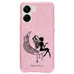 Coque pour Redmi 13C et POCO C65 paillettes rose fee lune