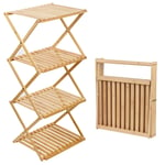 4 Tier Bamboo Bathroom Storage Wooden Freestanding Rack Stand Toiletries Display
