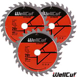 WellCut TCT Saw Blade 165mm x 28T x 20mm Bore For Makita SP6000,DWS520 Pack of 3