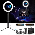 10" LED Ring Light with Tripod Stand, Dimmable Ring Light with Phone Holder and Bluetooth Remote for YouTube Video/Camera/Makeup/Selfie/Live Streaming(Carrying Bag Included)