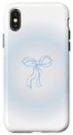 Coque pour iPhone X/XS Bleu clair Aura Soft Girl Ruban Bow Coquette Esthétique