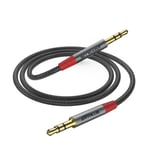 Cable Jack[5M] 3.5 Male Male Cable Audio,Tissage en Nylon Double Jack,Pour Smartphones,Cable Auxiliaire,Voiture, Stéréo, Compatible avec IPod, IPad,Haut - parleur, Echo