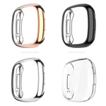 Dilhvy Case compatible with Fitbit Sense/Fitbit Versa 3 Screen Protector, (4 Pack) Ultra thin TPU Plated Screen Bumper Cover Case Accessories for Fitbit Versa 3/Fitbit Sense SmartWatch