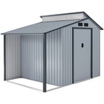 Abri de jardin métal avec pergola 'Madras' - 5.64 m² - 193 x 292 x 229 cm - Gris