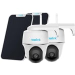 Reolink Caméra de Surveillance 2K 4MP 2.4/5 GHz WiFi Batterie, 360° Pan/Tilt, Vision Nocturne, Détection Humaine, Argus PT +Panneau Solaire, 2 Pack