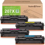 207X (Avec Puce) Compatible Pour Hp 207X Toner Pour Hp Color Laserjet Pro Mfp M283Fdw Toner M255Dw M282Nw M283Fdn Toner Pour Hp 207A W2210A W2210X W2211X W2212X W2213X 4-Pack[DYJ070317]