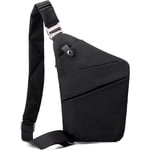 Slingväska, lätt crossbody axelväska bröstväskor dagryggsäck, en rem anti-stöld slingväska för kvinnor män DB black left shoulder