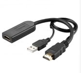 HDMI Amplifier Extender Booster Cable With USB, Female to Dual Male