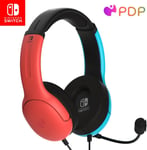 Gaming Lvl40 Stereo Casque avec Mic pour Nintendo Switch - Pc, Ipad, Mac, laptop Compatible - Noise Cancelling Microphone, Soft Compourt On Ear Headphones, 3.5 Mm Jack - Neon Bleu-Rouge