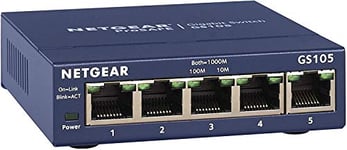 NETGEAR 5 Port Gigabit Network Switch (GS105) - Ethernet Splitter - Ethernet Switch - Ethernet Hub - Plug-and-Play - Silent Operation - Desktop or Wall Mount