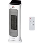 Homcom - Chauffage soufflant oscillant 2000 w - radiateur céramique ptc - 3 niveaux de puissance - chauffage d'appoint avec télécommande blanc noir