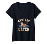 Womens Anotter Catch - Funny Fisherman Fishing Pun Otter V-Neck T-Shirt