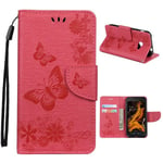 Butterfly läder Samsung Galaxy Xcover 4S fodral - Röd Röd