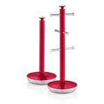 Swan Retro Towel Pole and Mug Tree Set Red