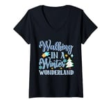 Womens Walking In A Winter Wonderland | Christmas Holiday V-Neck T-Shirt