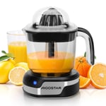 Aigostar 1.2L Orange Juicer Electric Citrus Juicer with LED Working Lamp, 2 Citrus Cones, Two Way Rotation, Filter, Lemon Squeezer Press for Orange Lemon Lime Grapefruit, Black - Juicy 30G4F