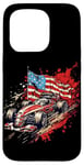 iPhone 15 Pro Vintage Auto Racing Car American Flag 4th of July, Auto Race Case