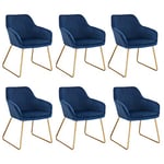 WOLTU Chaise de Salle à Manger Lot de 6, Moderne Chaise de Cuisine, Fauteuil scandinave, Chaise Coiffeuse, pour Salle de Séjour, Chambre à Coucher, Cuisine, en Velours et métal Bleu BH246bl-6