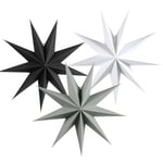 SUNBEAUTY Christmas 5Pcs Paper Stars 7 Pointed 12 Inch Black White and Gray Hanging Paper Star Lanterns Christmas Hanging Lamp Paper Decorations Shade Wedding Birthday Christmas Home Party