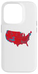 Coque pour iPhone 14 Pro Red Wave Carte des États-Unis dans l'élection présidentielle de 2024