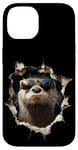 Coque pour iPhone 14 Oeuvre d'art drôle de loutre Animal mignon de zoo de loutre