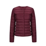 WEIYYY Veste légère en Tissu Mat pour Femme Veste en Duvet Ultra légère pour Femme Coupe-Vent Mince sans col Manteau Chaud et léger, vin, XXXL