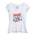 T-Shirt Femme Col Echancré Rage Quit Jeux Vidéo Retro Gaming Arcade