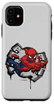 Coque pour iPhone 11 Marvel Spider-Man Spider Symbole Street Art Thwipp