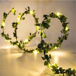 Flower Green Leaf String Lights Keinotekoinen viiniköynnöksen keiju valot Paristokäyttöinen joulukuusen seppeleen valo kitkemiseen kodin sisustukseen(1-Vihreä lehtirottinki-2M 20LED)