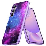 DOMAVER Case for Samsung Galaxy S24 FE Case Slim Fit Glow in The Dark Hybrid Hard PC Shockproof Drop Protective Girls Women Men Phone Cover for Samsung S24 FE 6.7", Blue Nebula