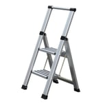 AHW-Tools Step + Store 7990020000 Échelle Pliante à 2 marches en Aluminium léger avec rainures antidérapantes Charge Max. 150 kg