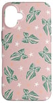 iPhone 16 Plus Aesthetic Green Bow On Light Pink Coquette Pink Christmas Case