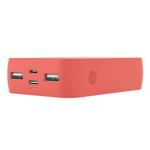 PLAYA Power Bank 10K (10000 mAh Portable Charger, Battery Pack) Charge 3 Devices at Once, Compatible w/iPhone, AirPods, iPad and more Orange Coral - USB-A to USB-C cable included