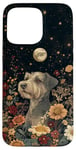 iPhone 15 Pro Max Miniature Schnauzer Moon Flowers Cottagecore Dog Mom Case