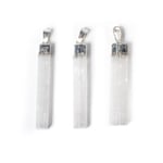 White Selenite Gemstone Pendant -- ±6Cm 3 Pc.