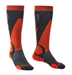 Bridgedale Men's Lightweight Ski-Merino Endurance Socks, Graphite/Orange, M