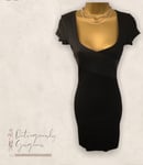 French Connection Black Panelled Bodycon Stretch Dress UK 6 US 2 EU 34