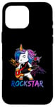 Coque pour iPhone 16 Pro Max Licorne Rock Star Guitare à bascule Musique Chanteur Rock Band