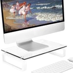 plus Support d'?cran d'ordinateur Transparent Riser Multi Media Desktop Stand pour ?cran Plat LCD LED TV, Laptop/Notebook/Xbox One, avec Verre tremp? et Jambes en m?tal HD02T-001P