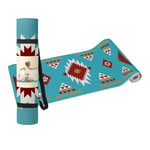 DOIY - Tapis de yoga antidérapant - Motif de tapis Navajo - Équipé d'un coussin de soutien - Poignées de transport - Tapis de Pilates épais - Tapis d'exercice - 60x173x0,6 cm
