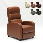 Fauteuil relax inclinable avec repose-pieds en similicuir Alice Couleur: Marron