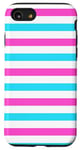 Coque pour iPhone SE (2020) / 7 / 8 Rose Bleu rayé Girly Esthétique Preppy White Stripes