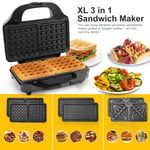 Electric Multi Maker Sandwich Toaster Waffle Grill Panini Deep Fill Press 900W