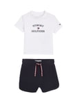 Tommy Hilfiger Baby Logo Short and T-Shirt Set, White/Navy