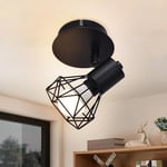 Glitzerlife Plafonnier 1 Spot Orientables - Noir Spot de Plafond E14 Réglable Vintage 1 Flamme Applique 350° Pour Couloir Bureau Chambre Salon Cuisine Max. 40W