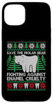 Coque pour iPhone 15 Plus Pull de Noël moche avec ours en molaire « Save The Molar Bear »