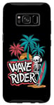 Coque pour Galaxy S8 Vintage Retro Squelette Wave Rider Surfeur Plage Été